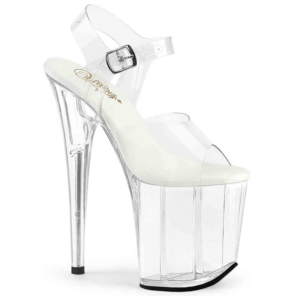 Pleaser - FLAMINGO808VL Sandale à bride à la cheville, Pole dance chaussures - Transparent Product image